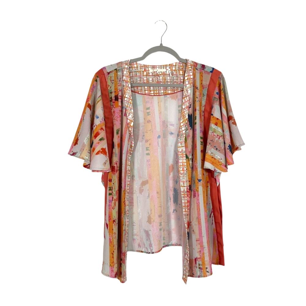 Anthropologie Floreat Open Front Kimono Top Multicolor One Size Boho Festival
